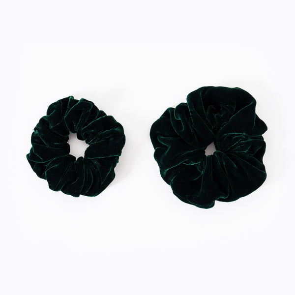 Velvet Scrunchies set | Forest Green