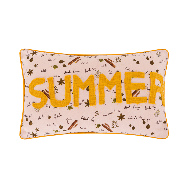 Summer Piped Oblong Cushion | Garden Print