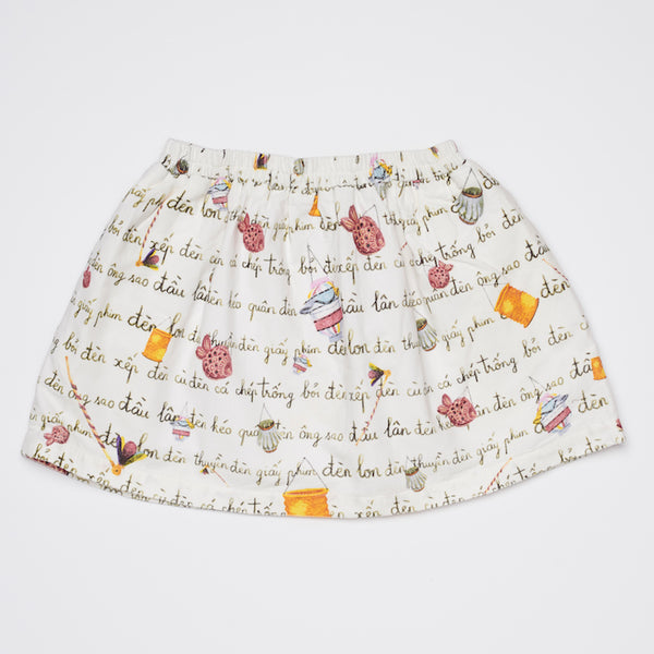 Gathering skirt in Printed Corduroy