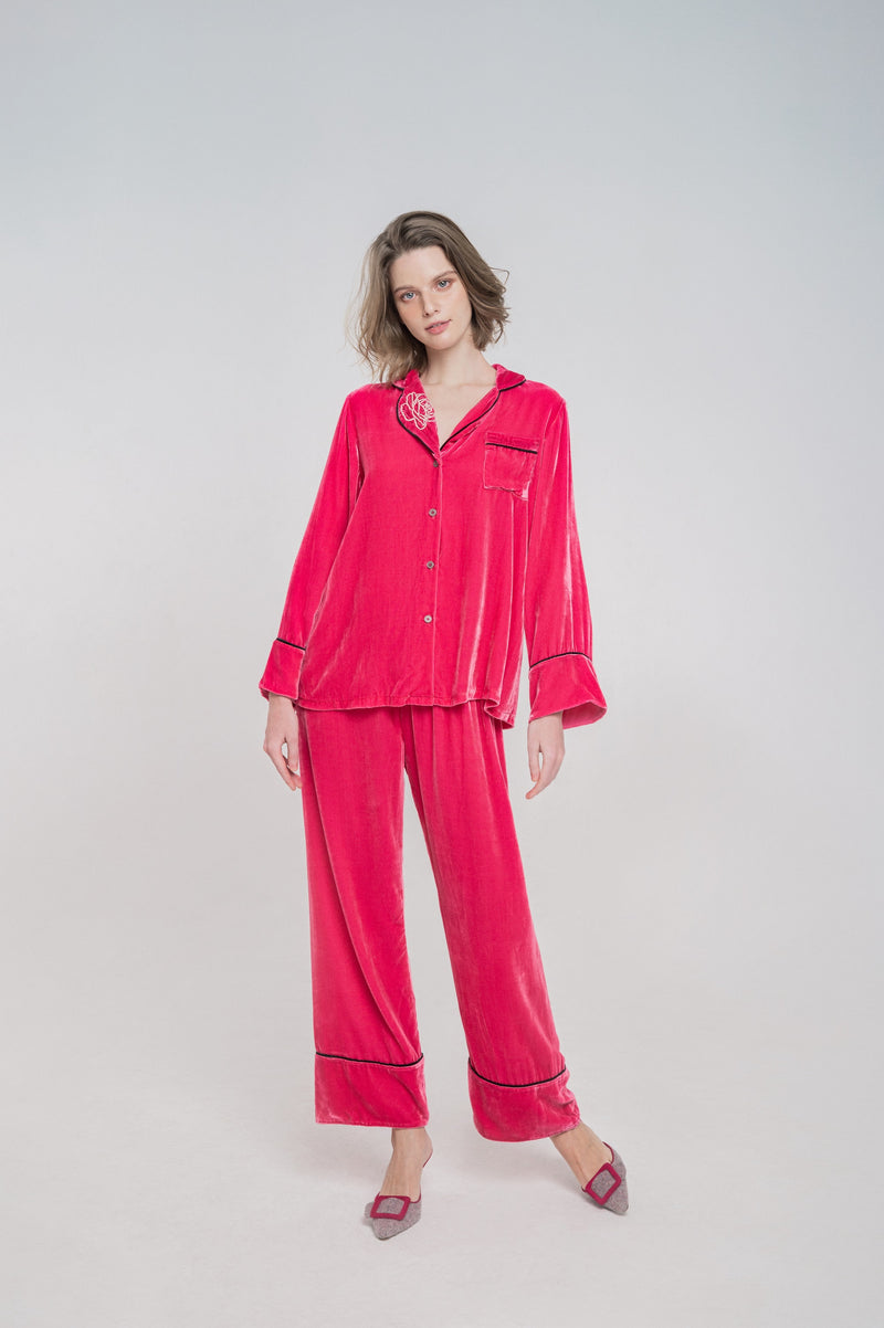 TheAnnamHouse, Homewear, Pyjamas, Luxury, Robe, Nightwear, Velvet, Silk, Embroidery