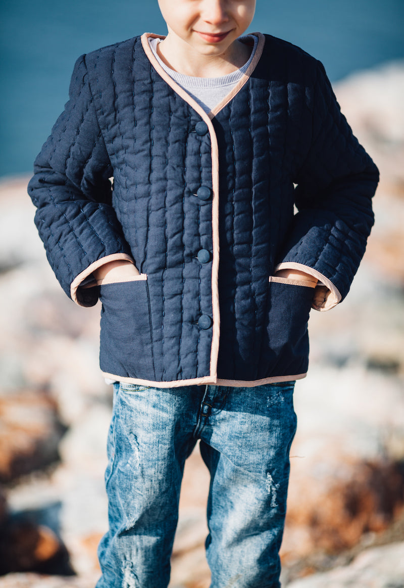 Classic Quilted Jacket-Dark Navy