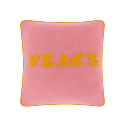 Peace Piped Square Cushion | Pink